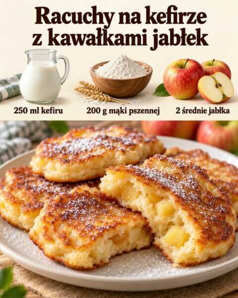 Racuchy na kefirze z kawałkami jabłek