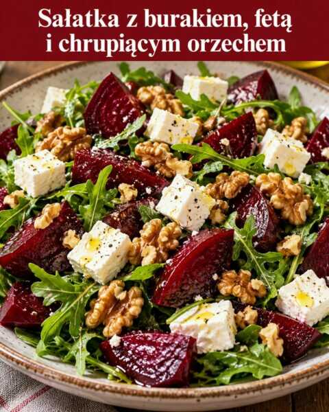 Sałatka z burakiem, fetą i chrupiącym orzechem