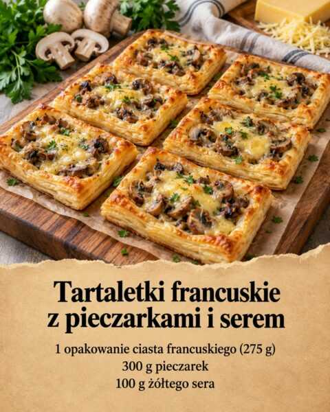 Tartaletki francuskie z pieczarkami i serem