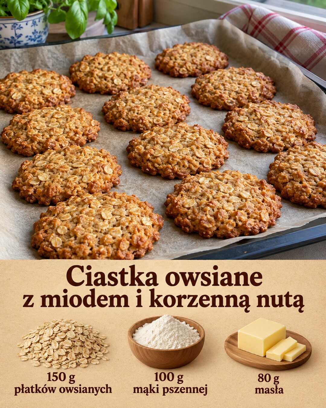 Ciastka owsiane z miodem i korzenną nutą
