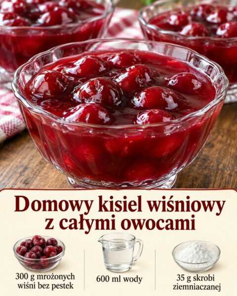 Domowy kisiel wiśniowy z całymi owocami