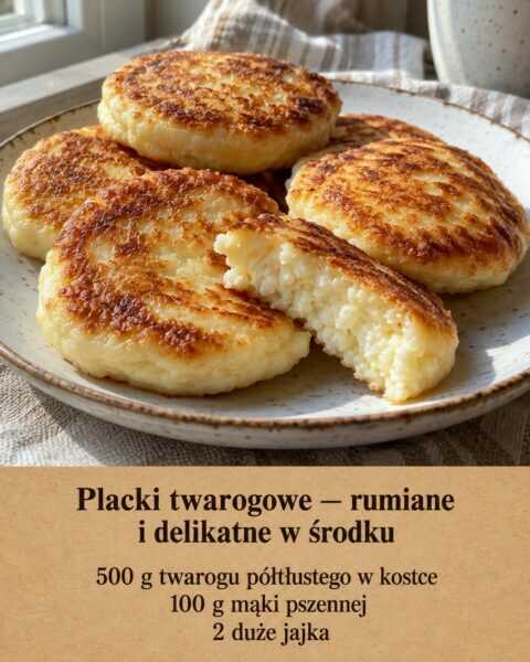 Placki twarogowe — rumiane i delikatne w środku