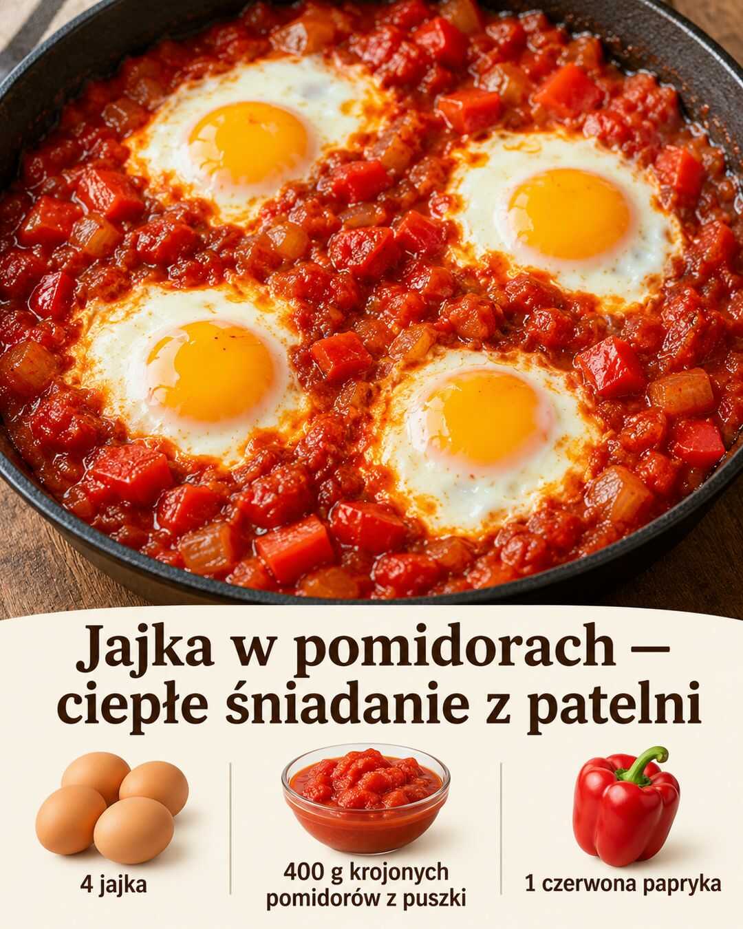 Jajka w pomidorach — ciepłe śniadanie z patelni