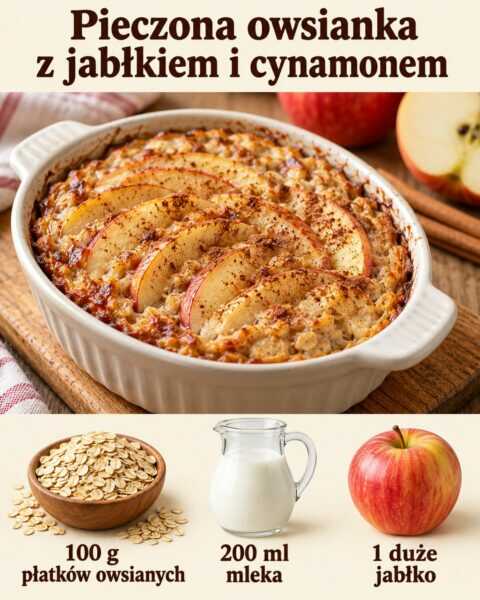 Pieczona owsianka z jabłkiem i cynamonem
