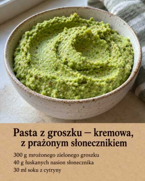 Pasta z groszku — kremowa, z prażonym słonecznikiem