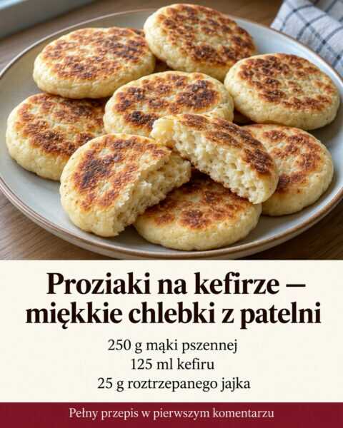 Proziaki na kefirze — miękkie chlebki z patelni