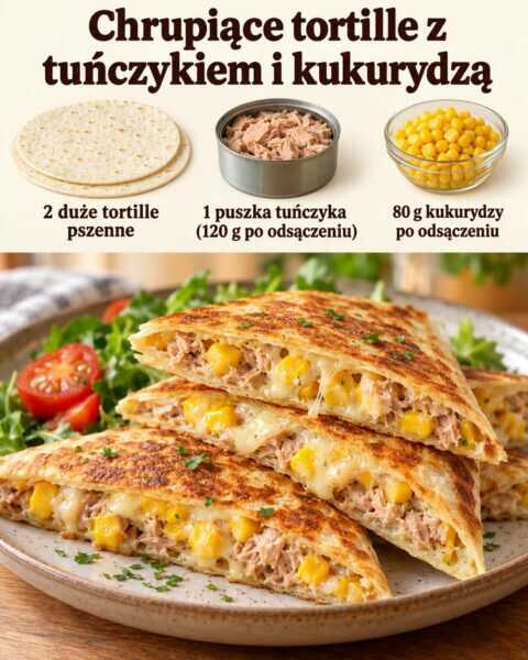 Chrupiące tortille z tuńczykiem i kukurydzą