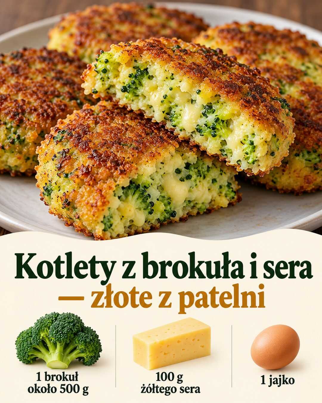 Kotlety z brokuła i sera — złote z patelni
