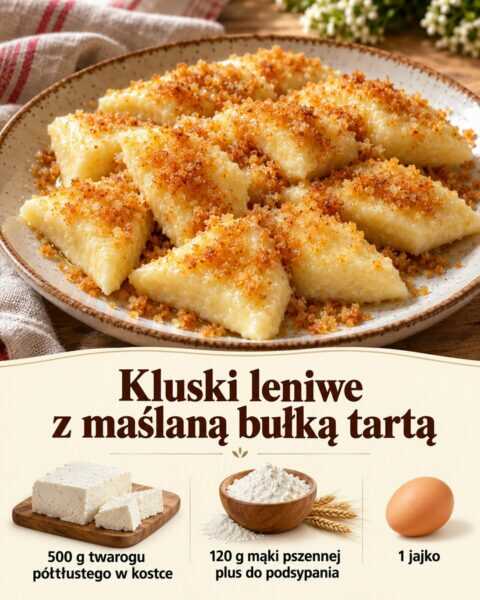 Kluski leniwe z maślaną bułką tartą