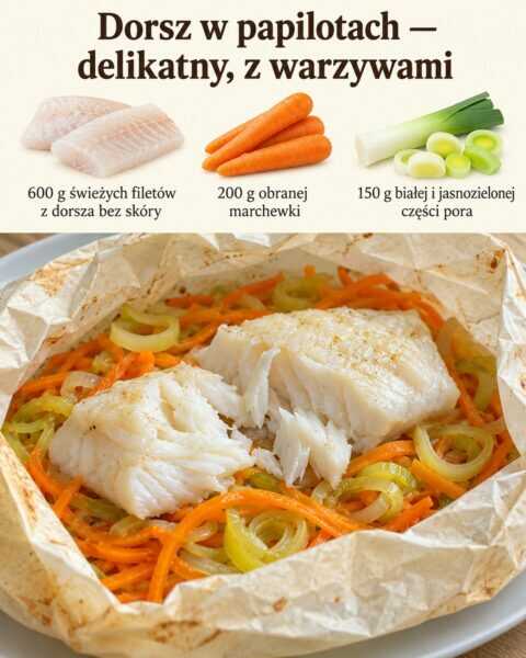 Dorsz w papilotach — delikatny, z warzywami