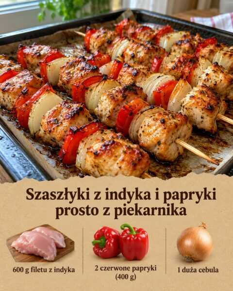 Szaszłyki z indyka i papryki prosto z piekarnika