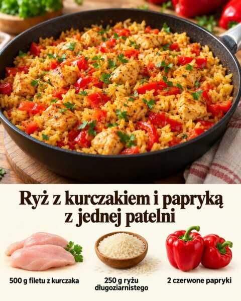 Ryż z kurczakiem i papryką z jednej patelni
