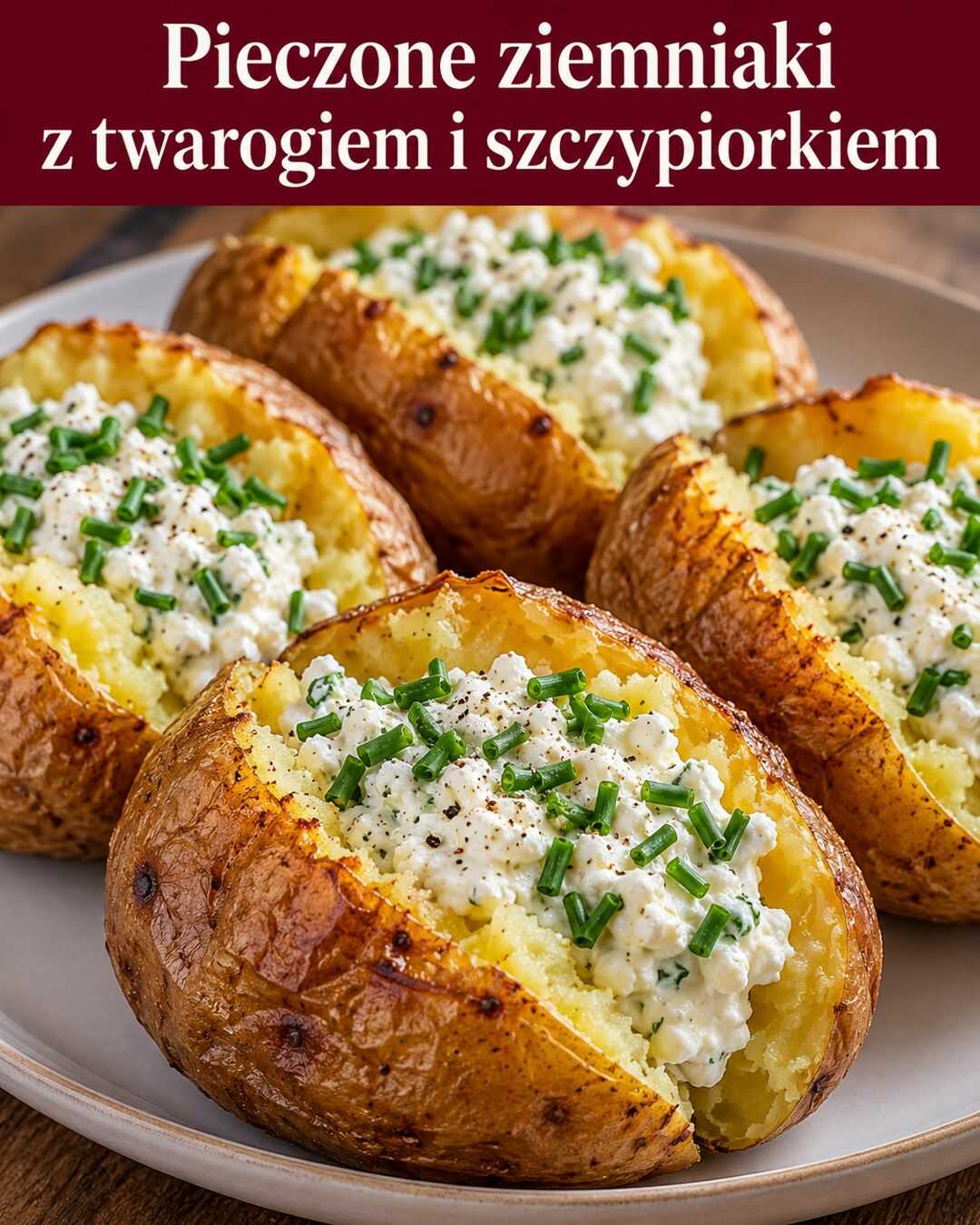 Pieczone ziemniaki z twarogiem i szczypiorkiem