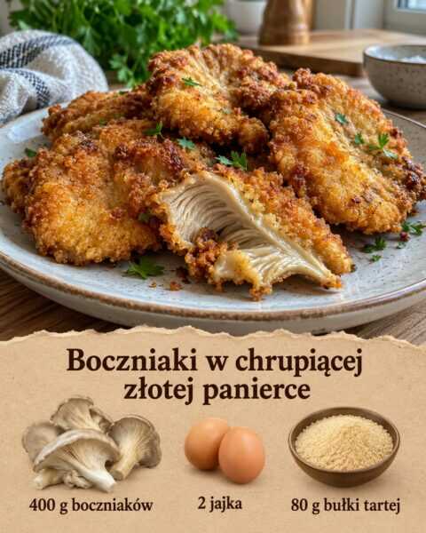 Boczniaki w chrupiącej złotej panierce