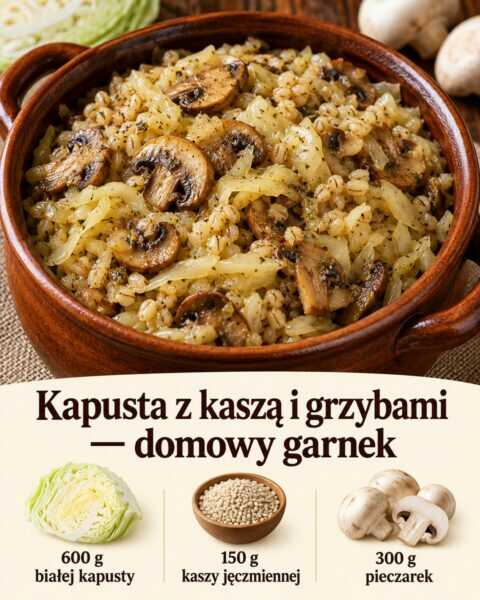 Kapusta z kaszą i grzybami — domowy garnek