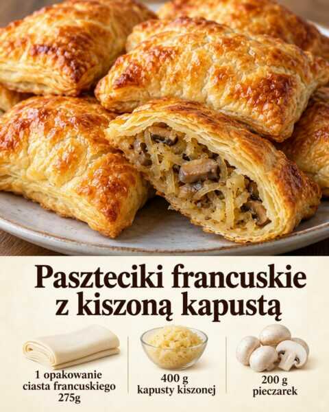 Paszteciki francuskie z kiszoną kapustą