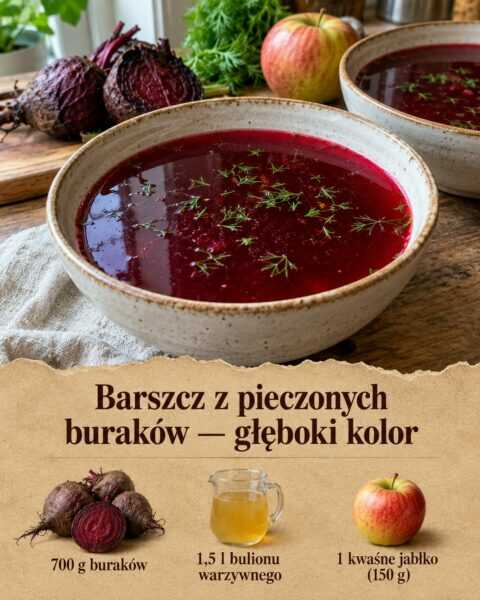 Barszcz z pieczonych buraków — głęboki kolor