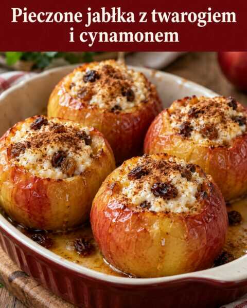 Pieczone jabłka z twarogiem i cynamonem
