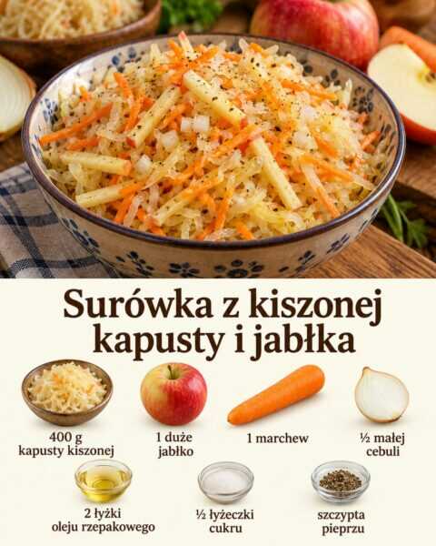 Surówka z kiszonej kapusty i jabłka