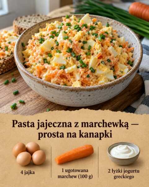 Pasta jajeczna z marchewką — prosta na kanapki