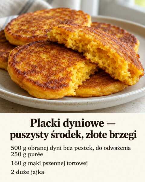 Placki dyniowe — puszysty środek, złote brzegi